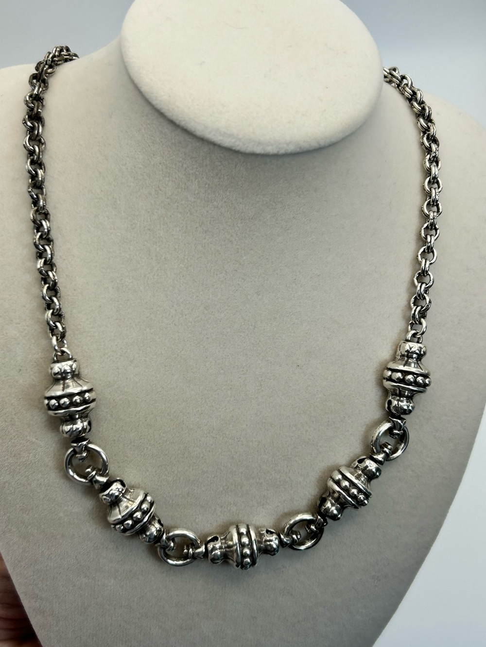 Brighton Ornate Link Collar Necklace 17" Silver Plated Vintage Chunky Boho